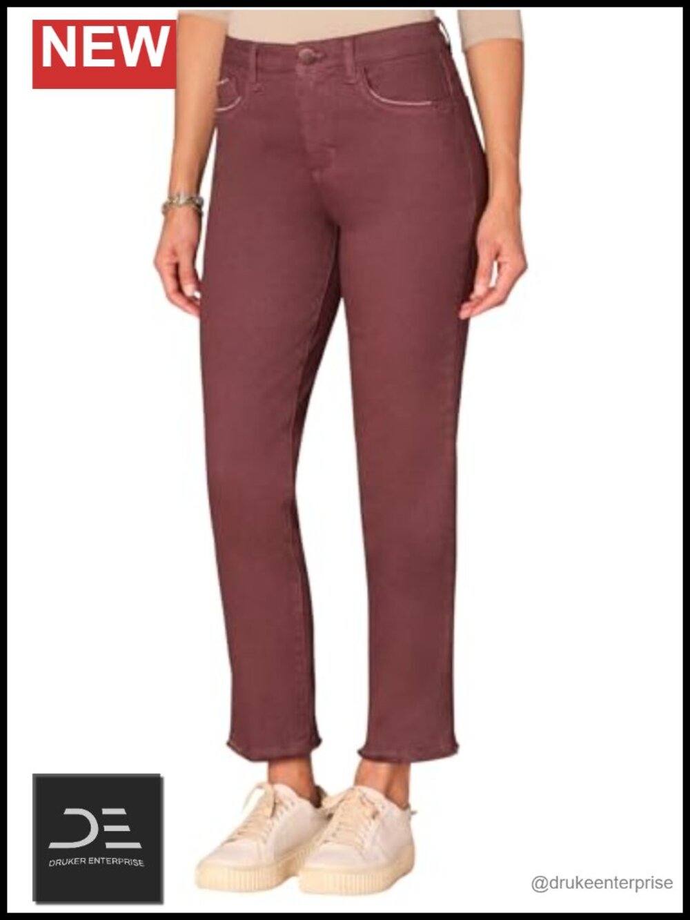 High Rise Slim Straight Jeans Six-Pocket with Cascading D Pockets